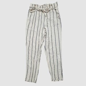 SALE NWT H&M Striped Paper Bag Belted Tie Waist Tapered Leg Viscose Pants 10